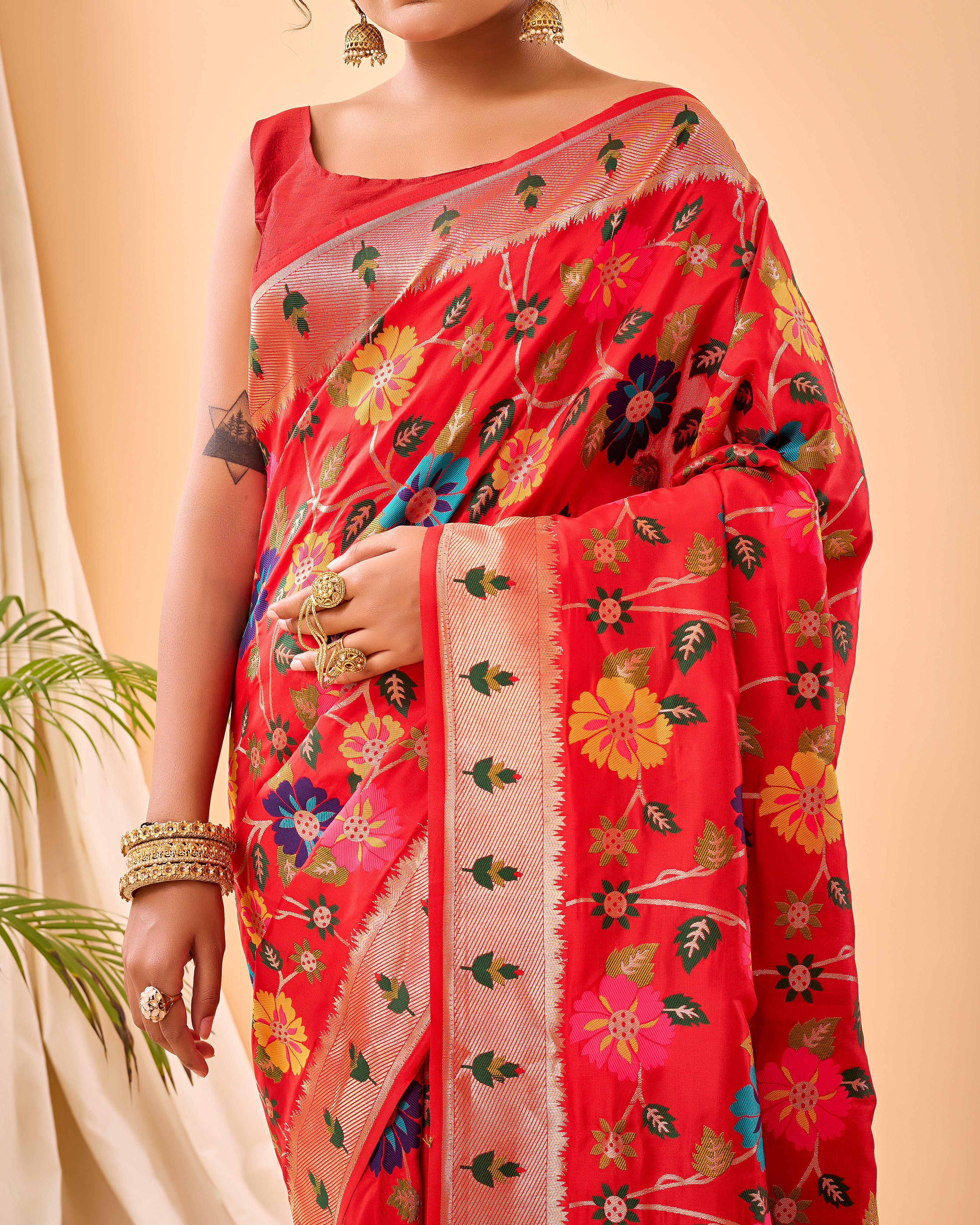 RED Pure paithani silk  SAREE