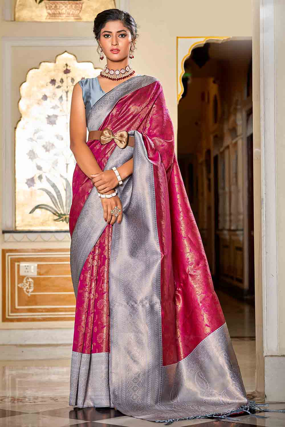 Buy Sky Blue Designer Saree Nitaraa