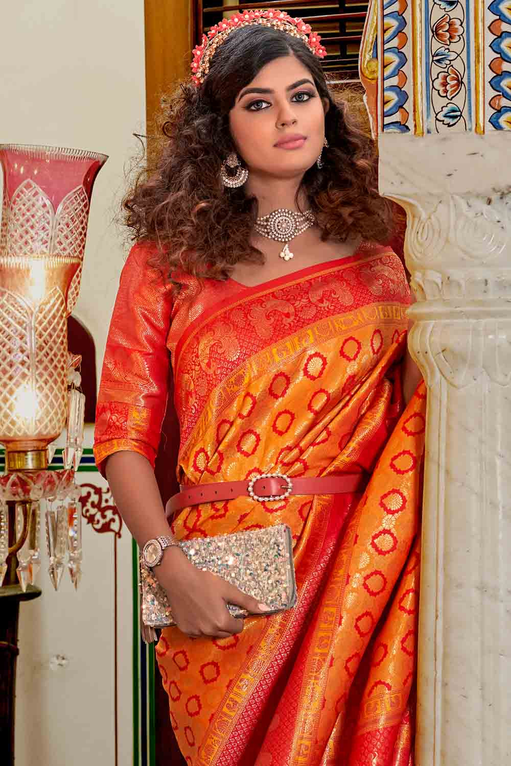 Buy Deep Pink Pure Leheriya Organza Saree Nitaraa