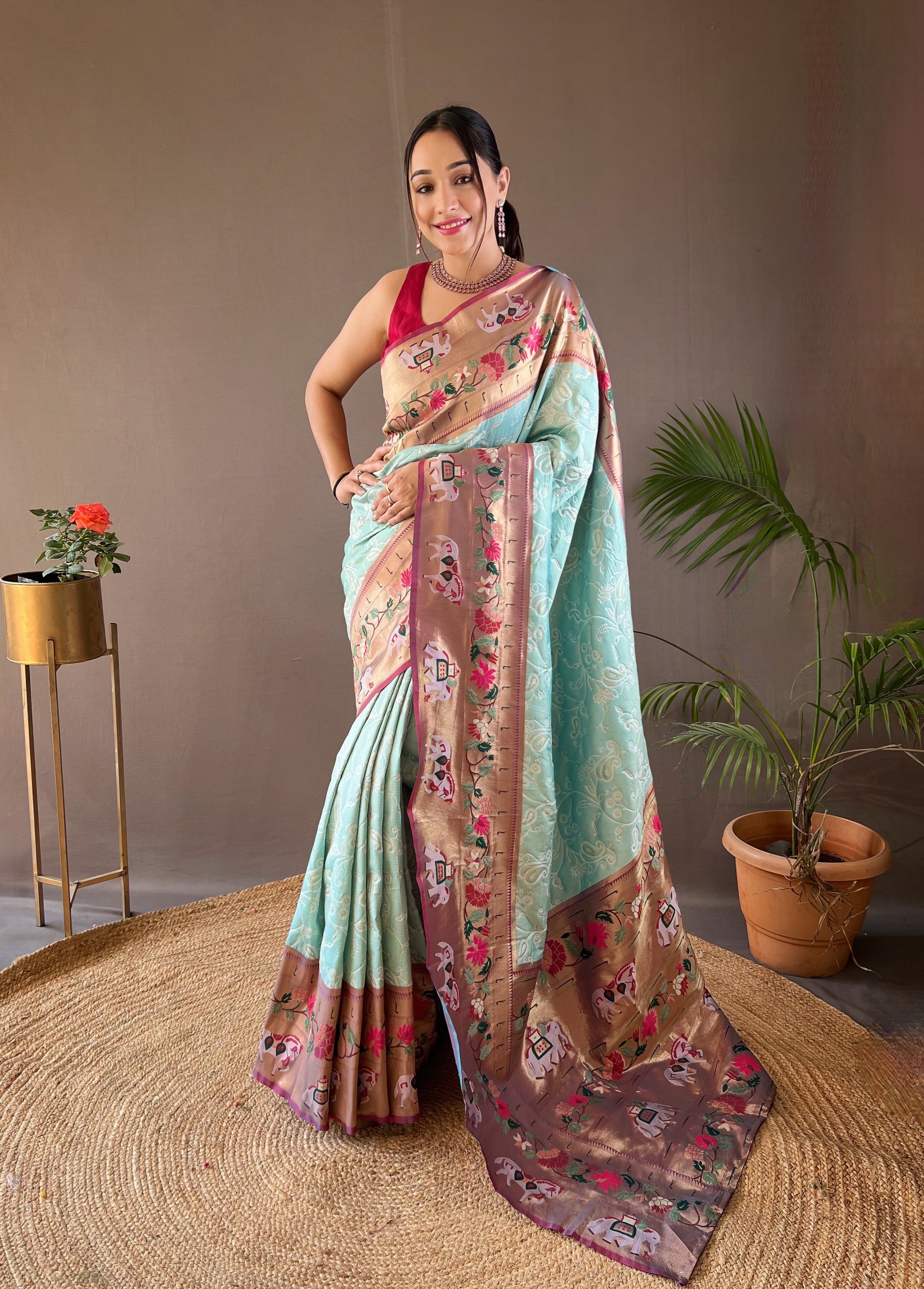 SKY Lucknowi Weaving SAREE