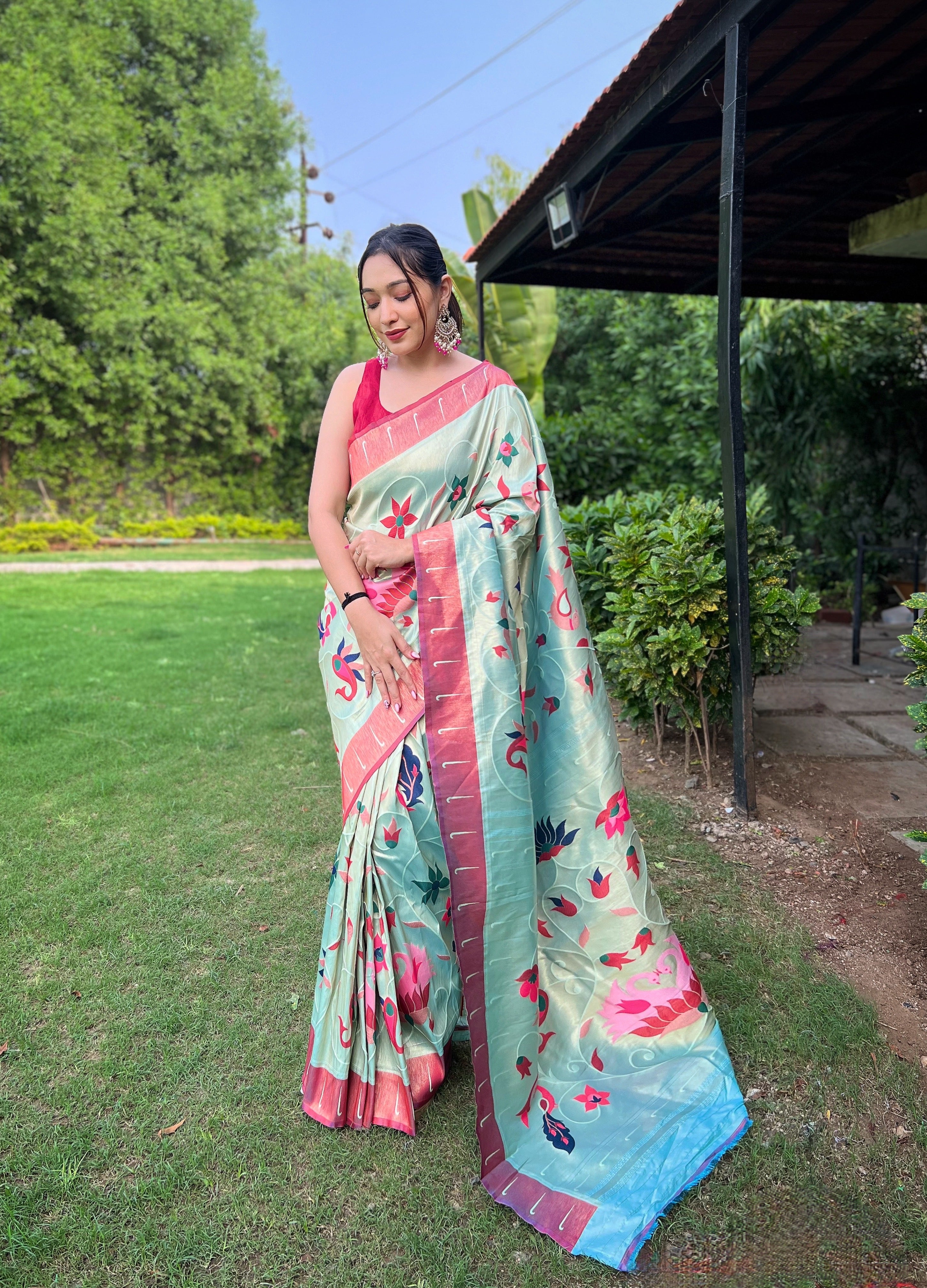 SKY Pure Pathani Silk  SAREE