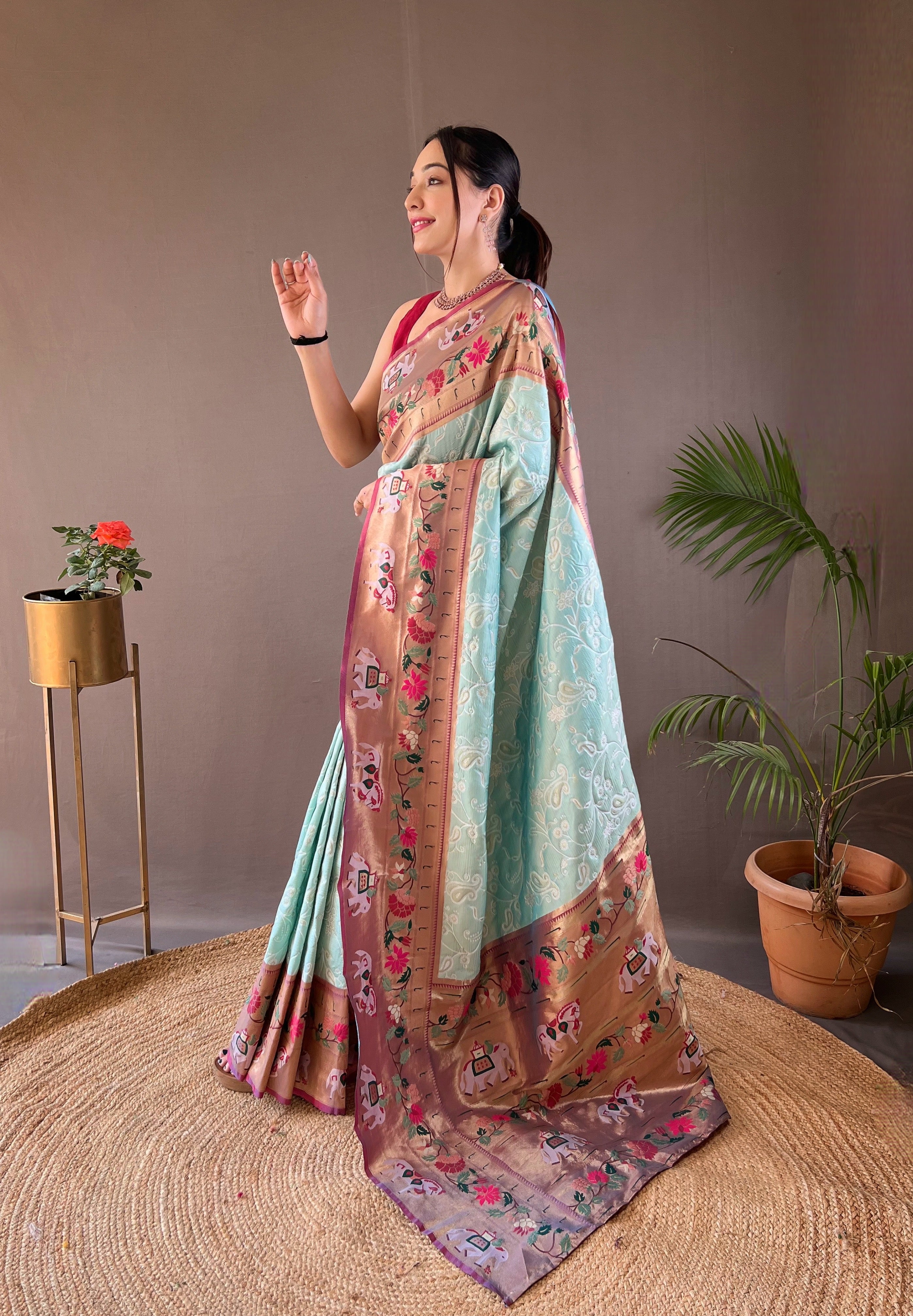 SKY Lucknowi Weaving SAREE