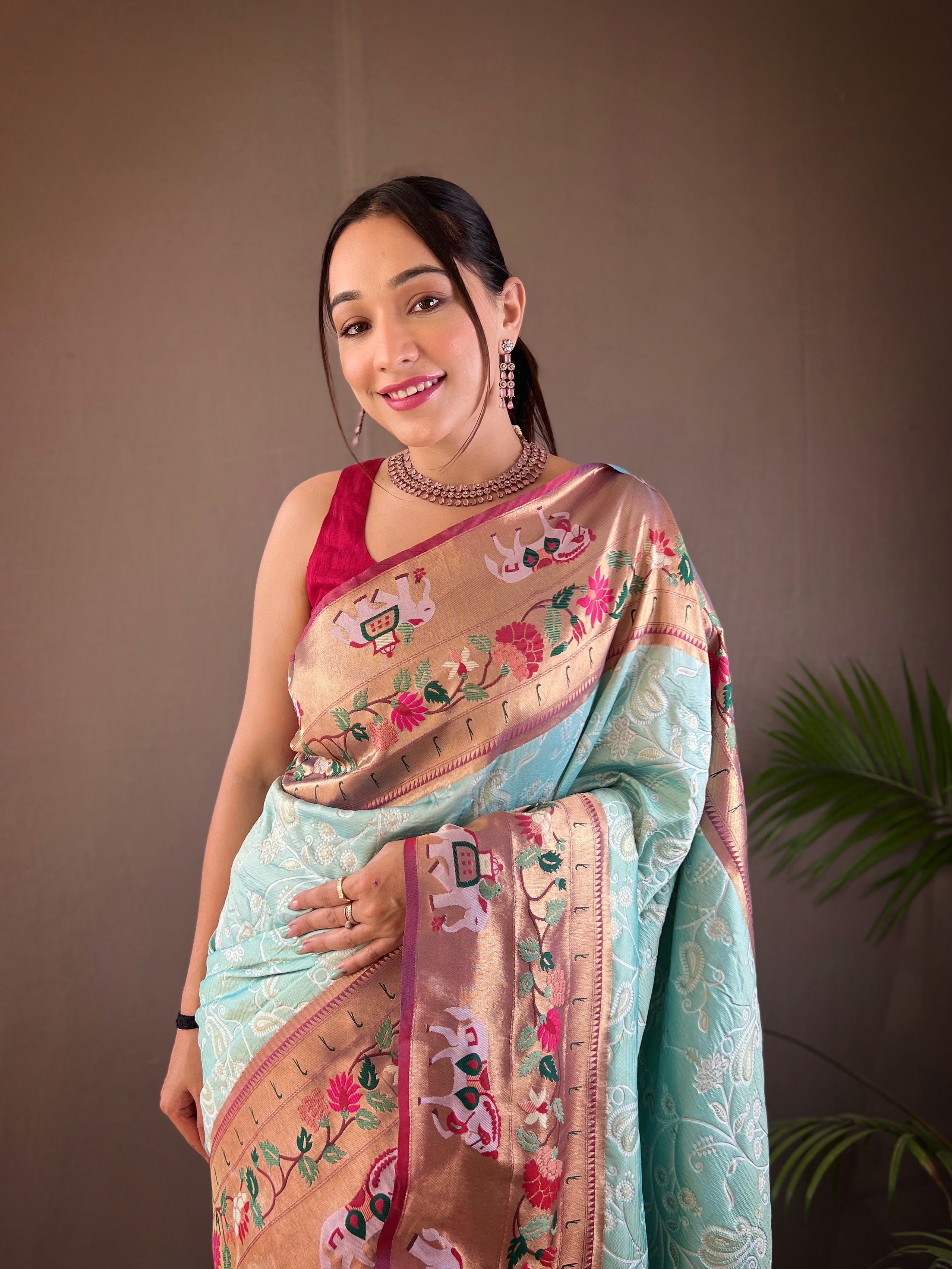 SKY Lucknowi Weaving SAREE