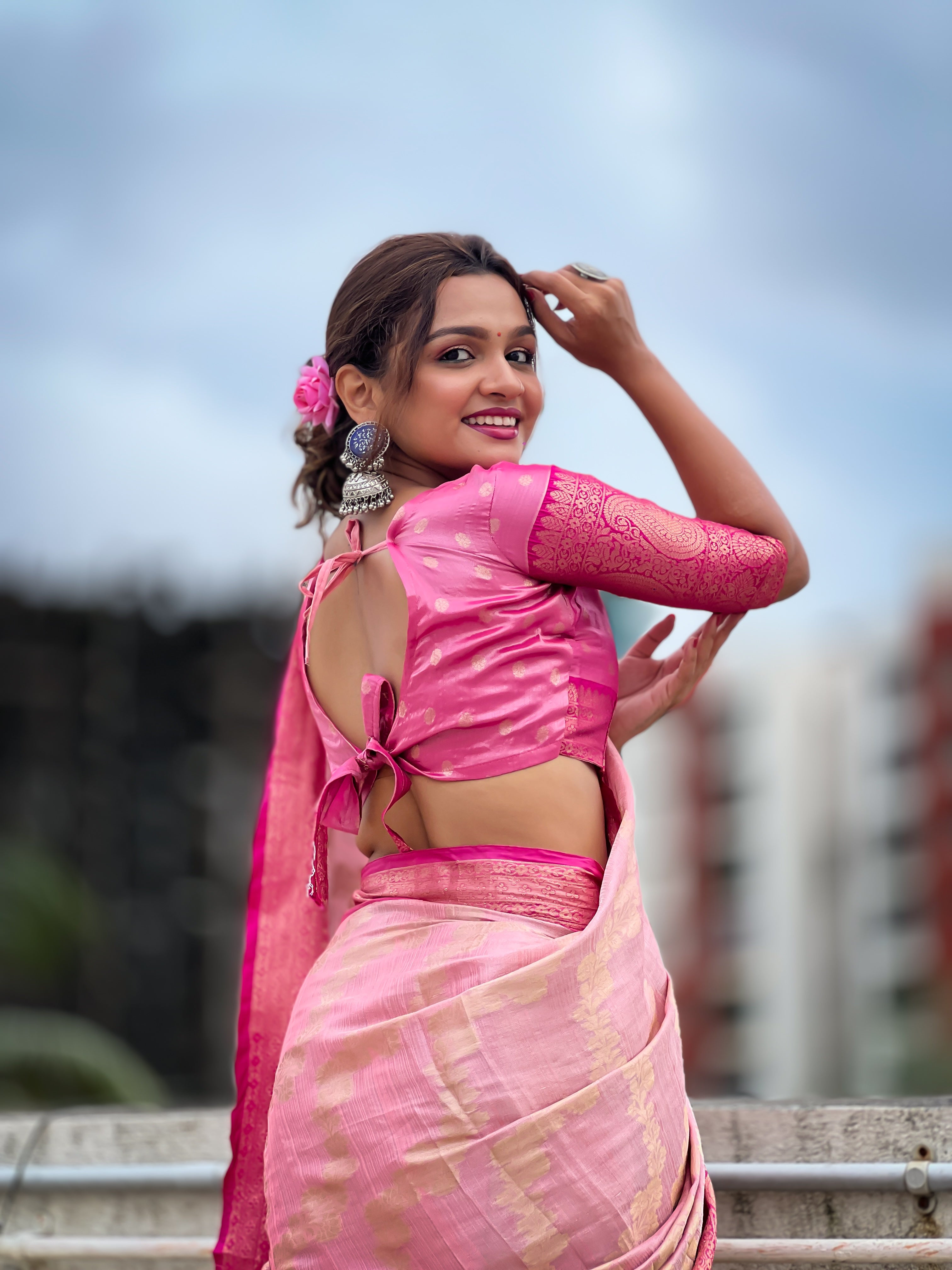 Pink Tissue Silk Saree