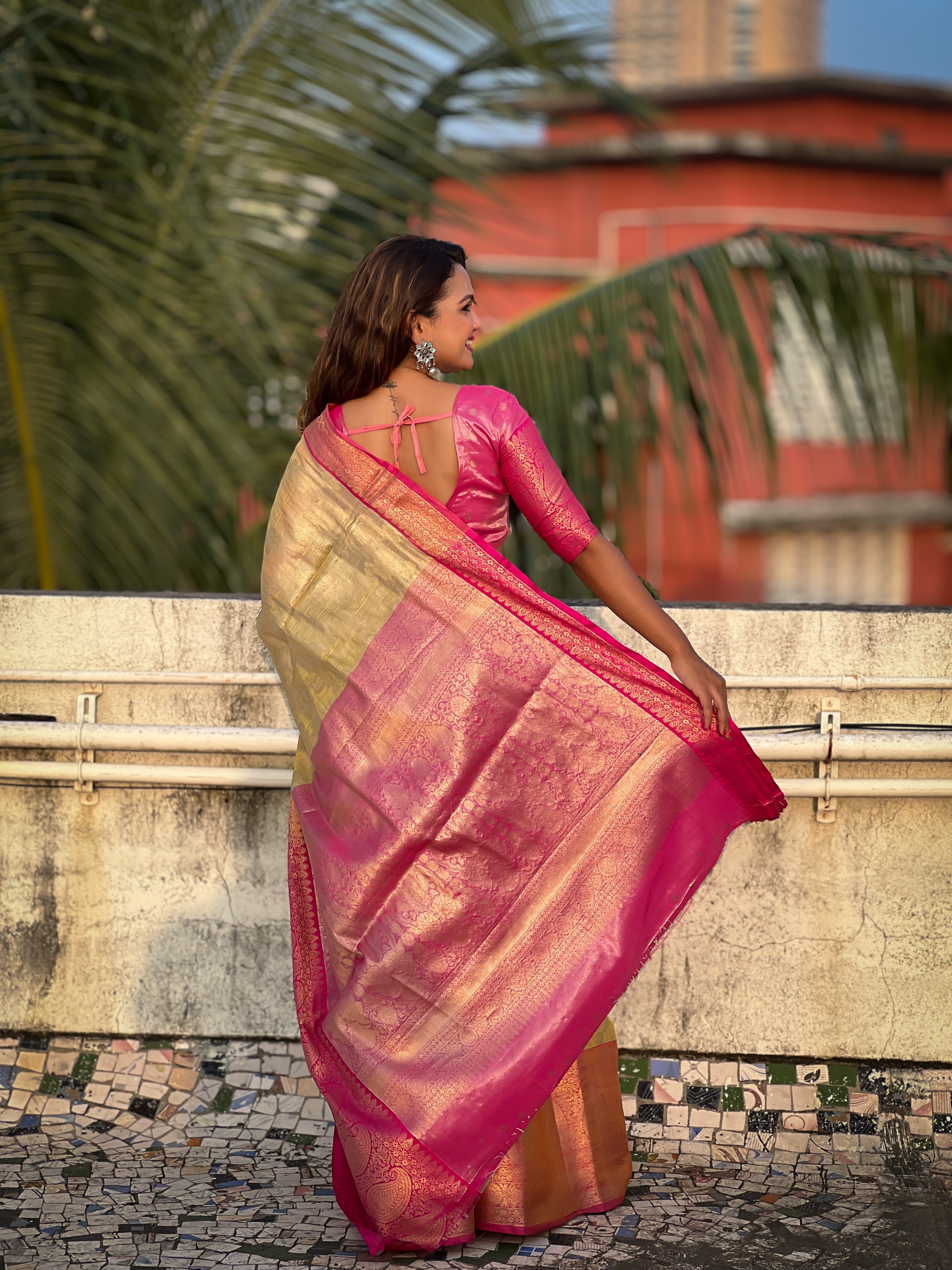 Yellow Tissue Silk Saree