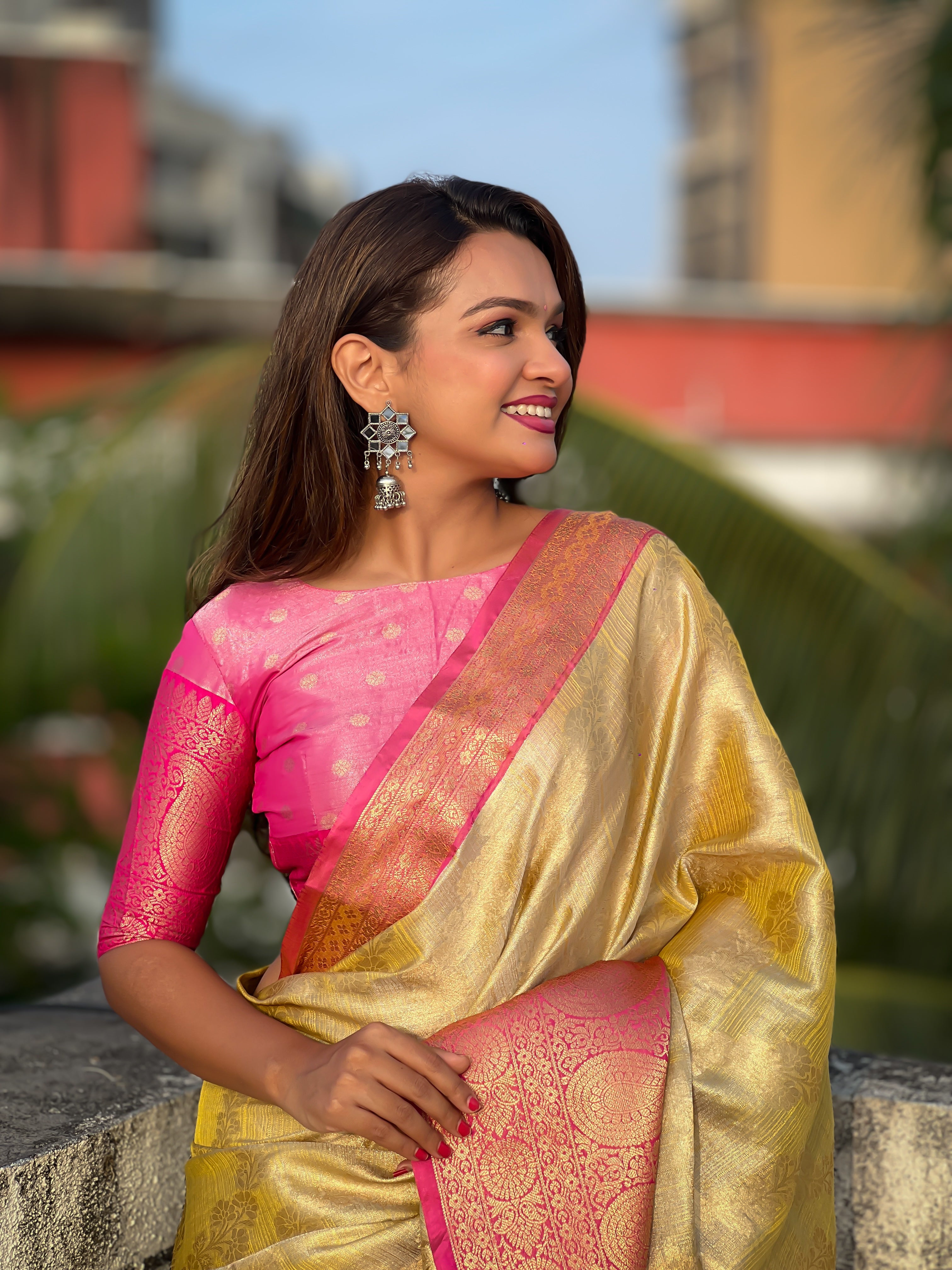 Yellow Tissue Silk Saree