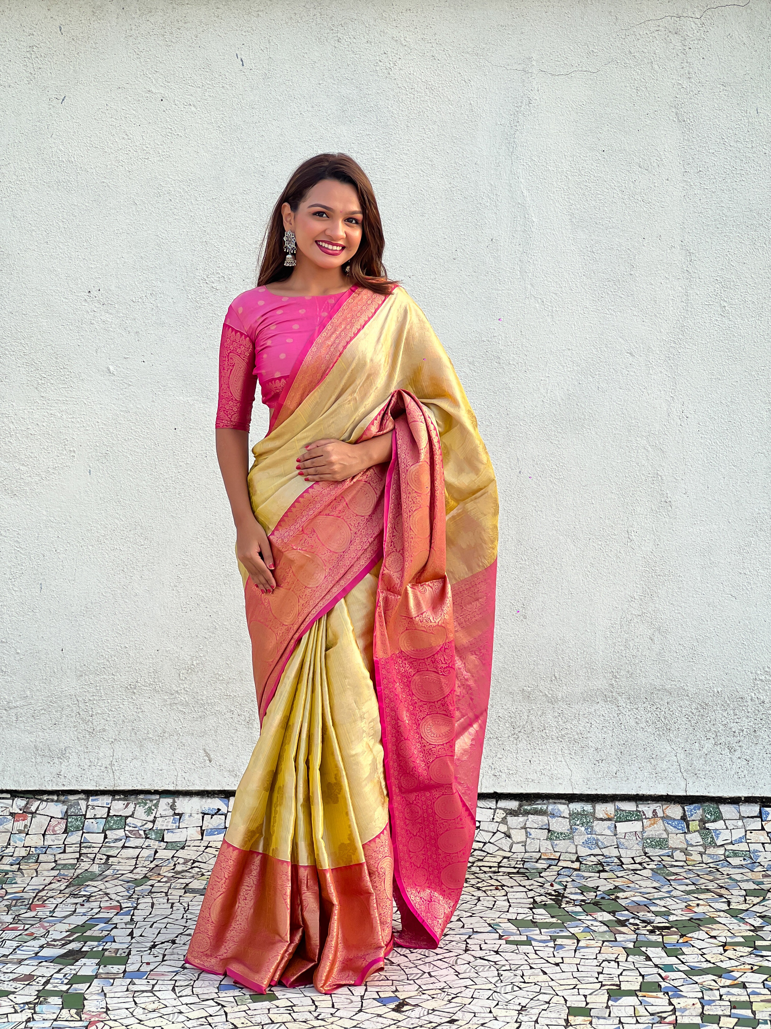 Yellow Tissue Silk Saree