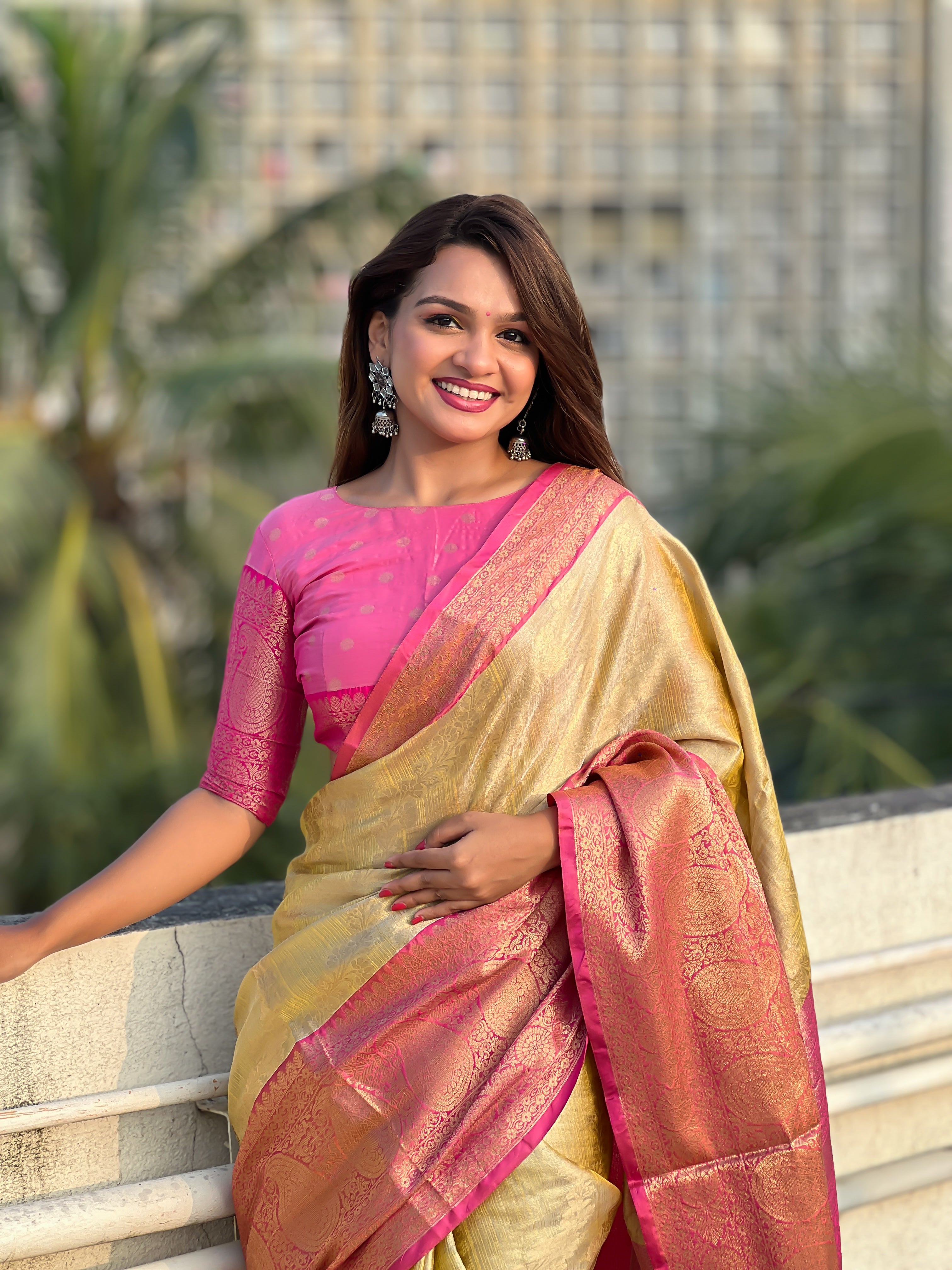 Yellow Tissue Silk Saree