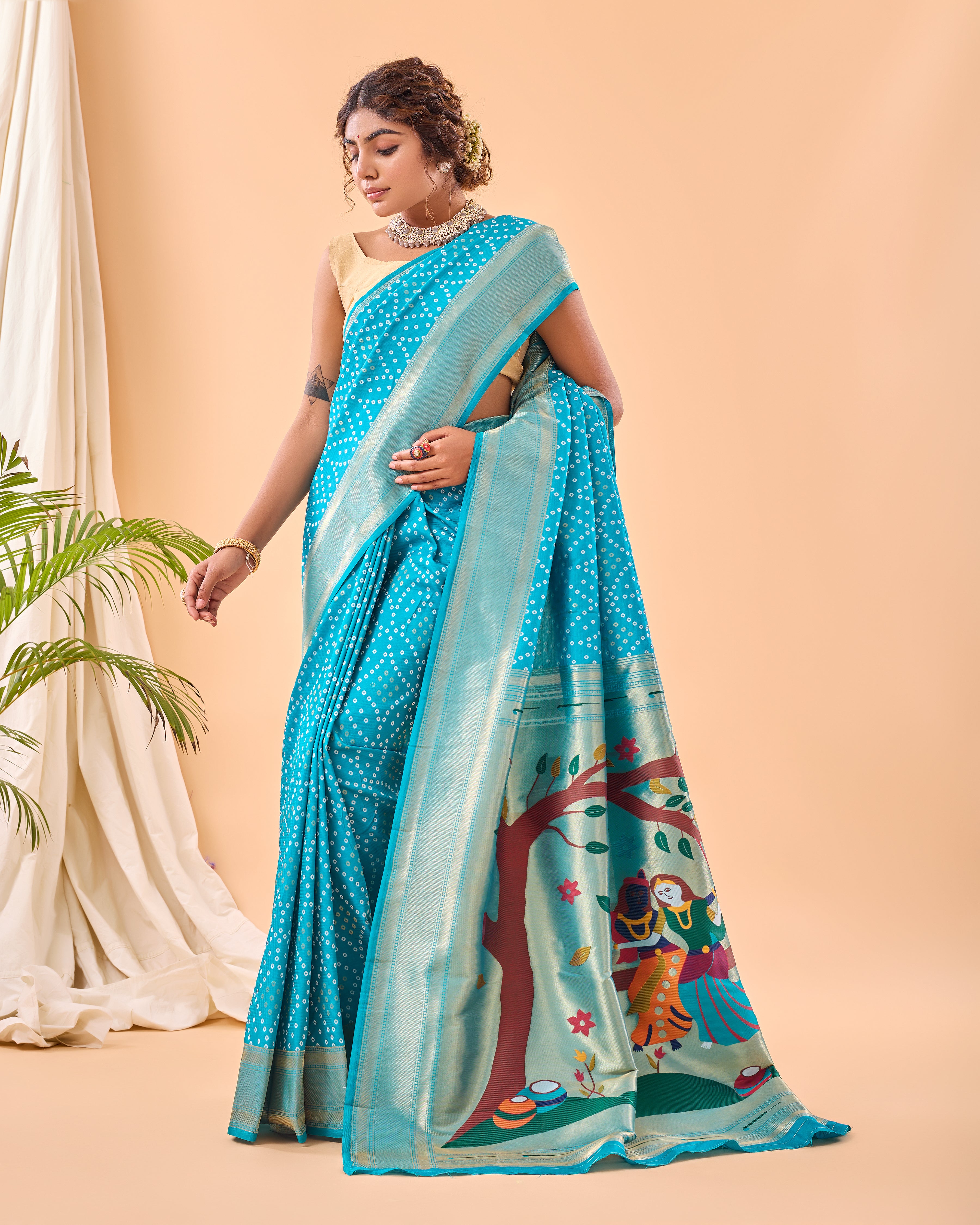 SKY Bandhani weaving SAREE