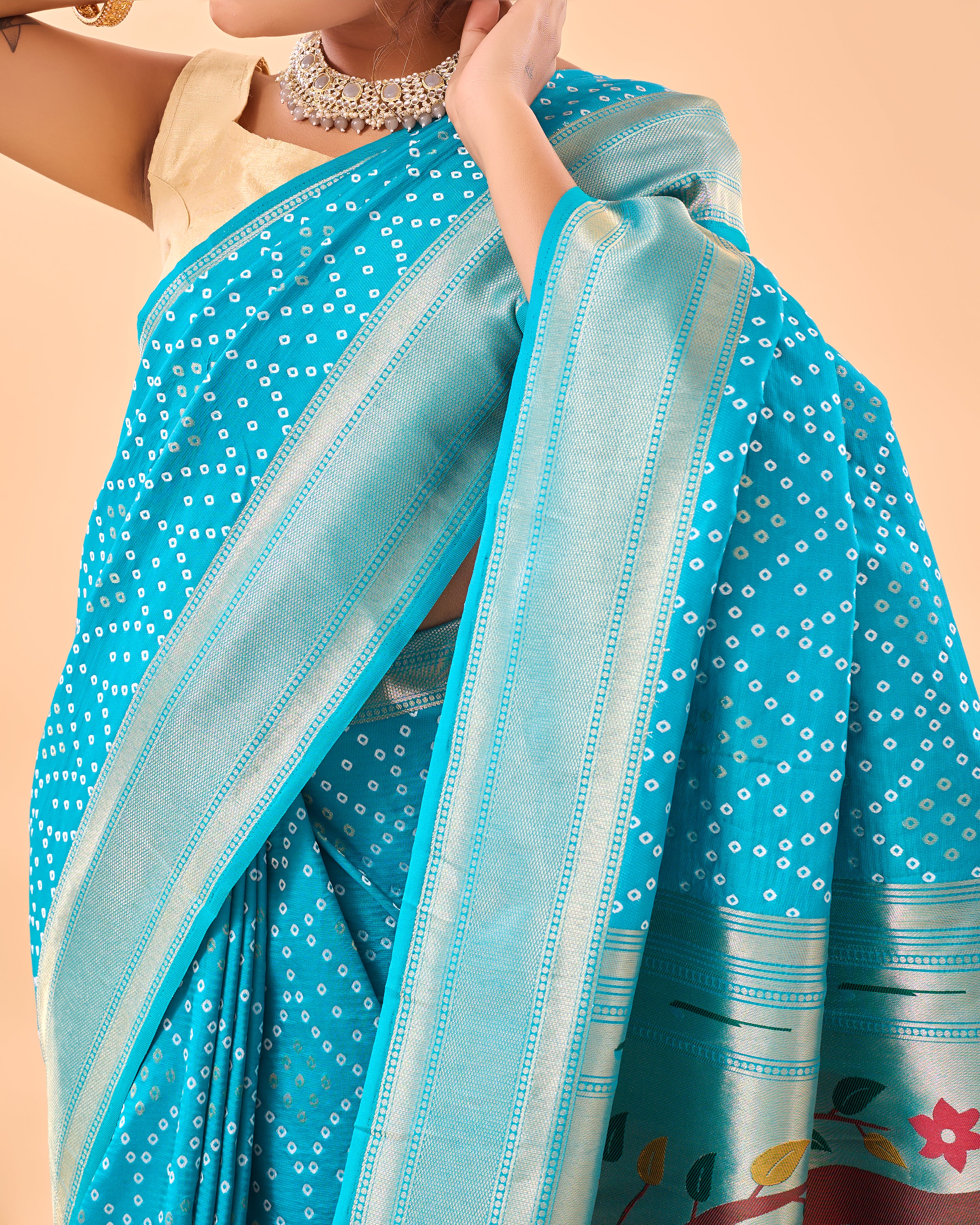 SKY Bandhani weaving SAREE