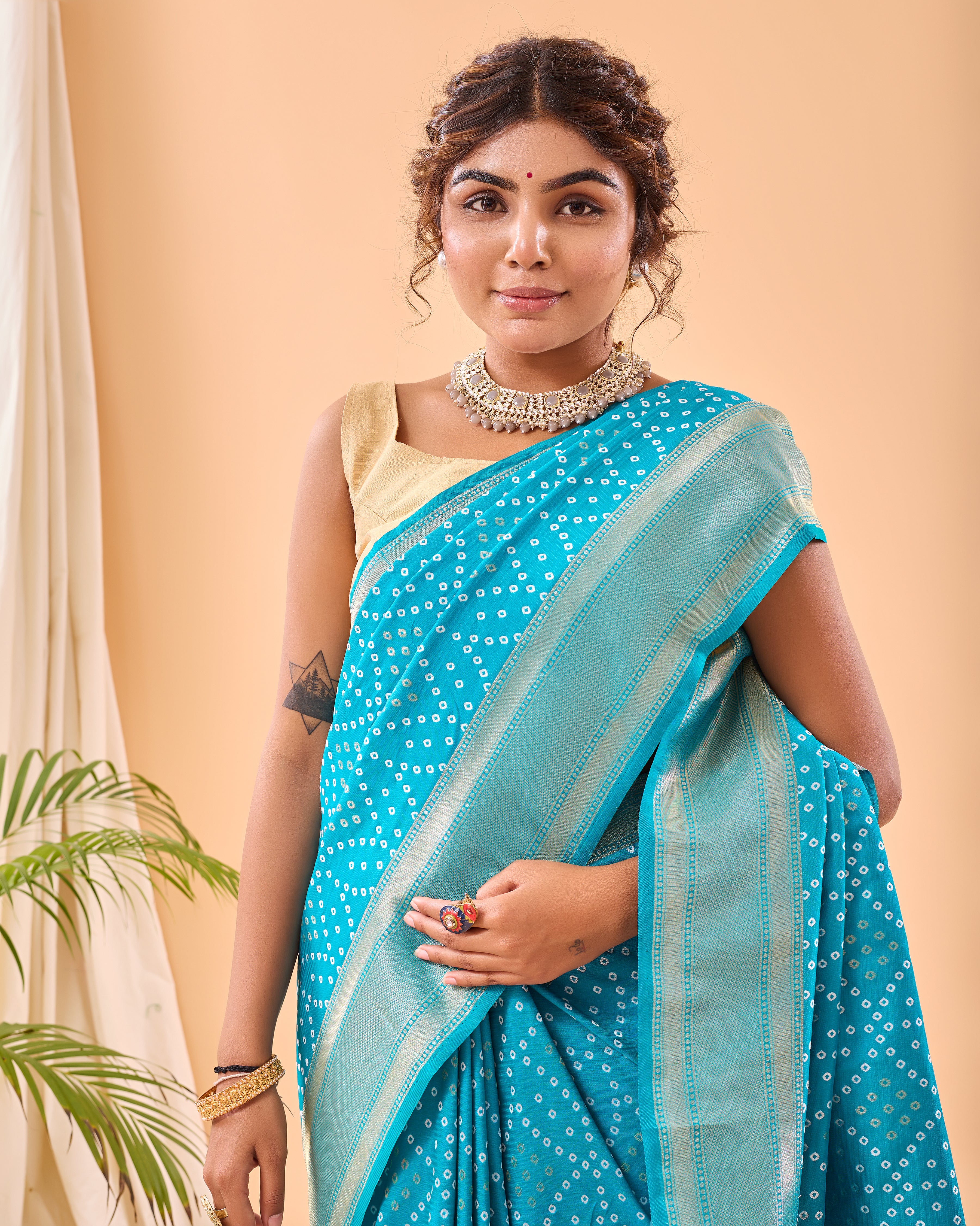 SKY Bandhani weaving SAREE