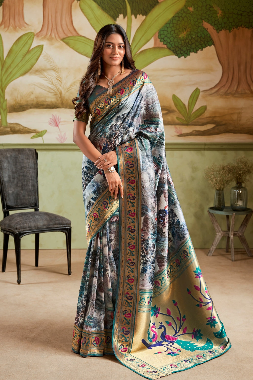 Multicolour Paithani Silk Saree