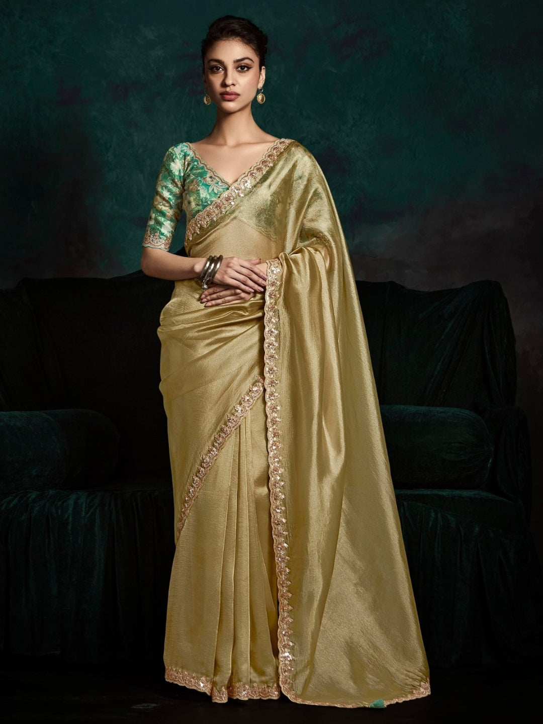 Golden Designer Ozganza Saree