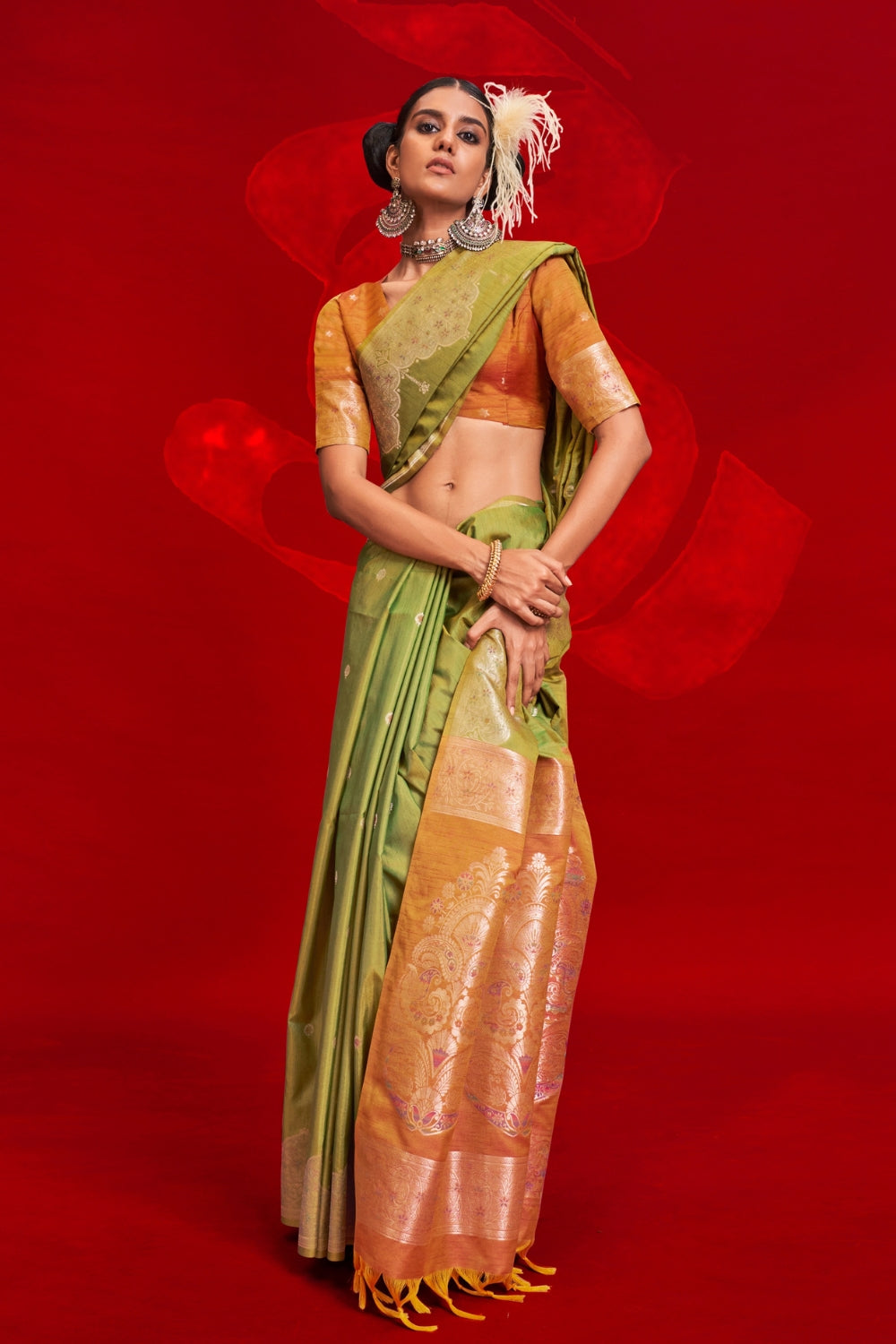 GREEN TUSSAR BANARASI SILK SAREE