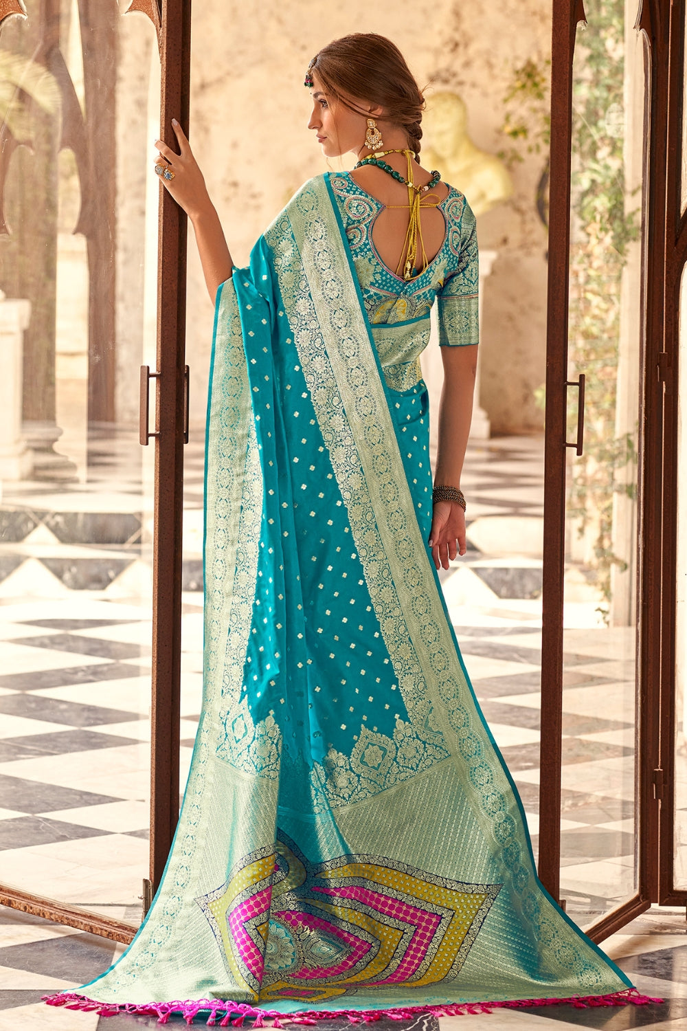 Sky Blue Soft Silk With Beautiful Border Weaving Saree