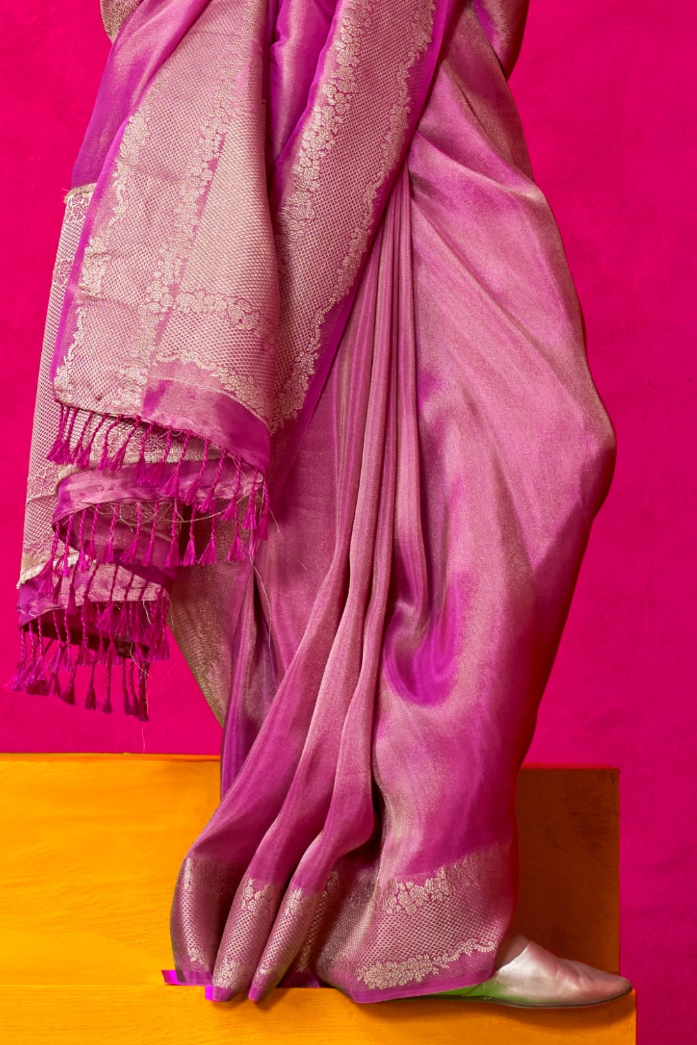 Purple Pure Zari Tissue Silk Saree