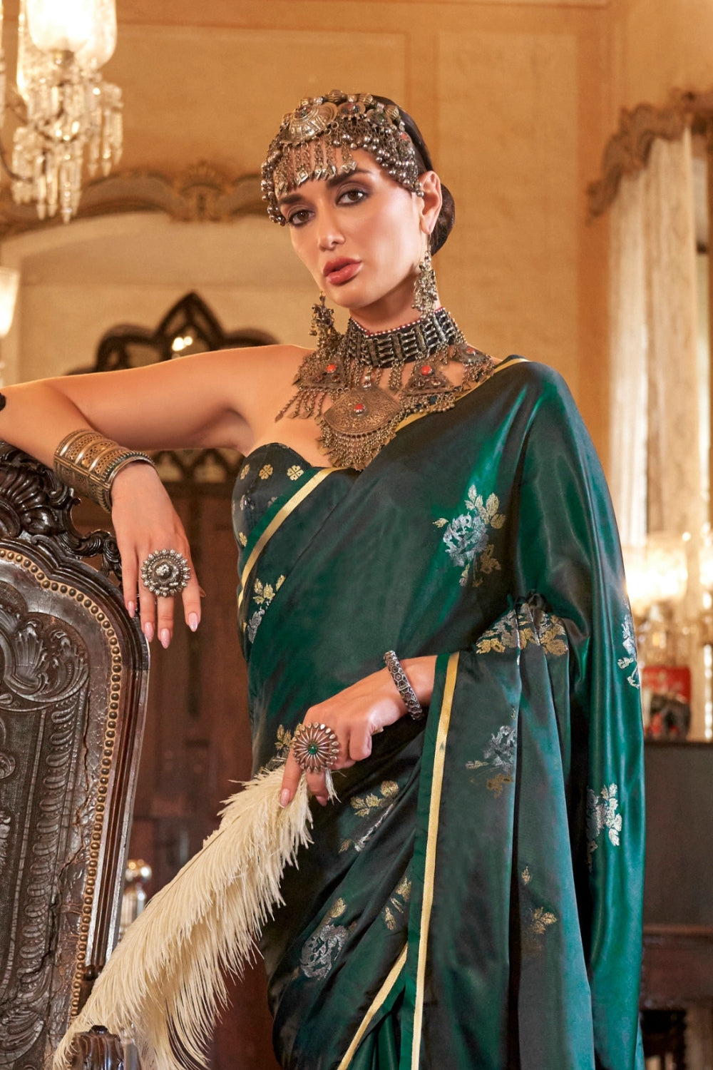 Green Handloom Weaving Silk Saree