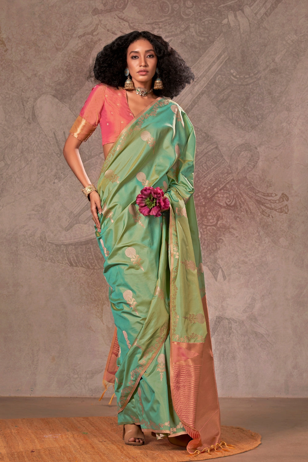 Green Handloom Weaving Silk Saree