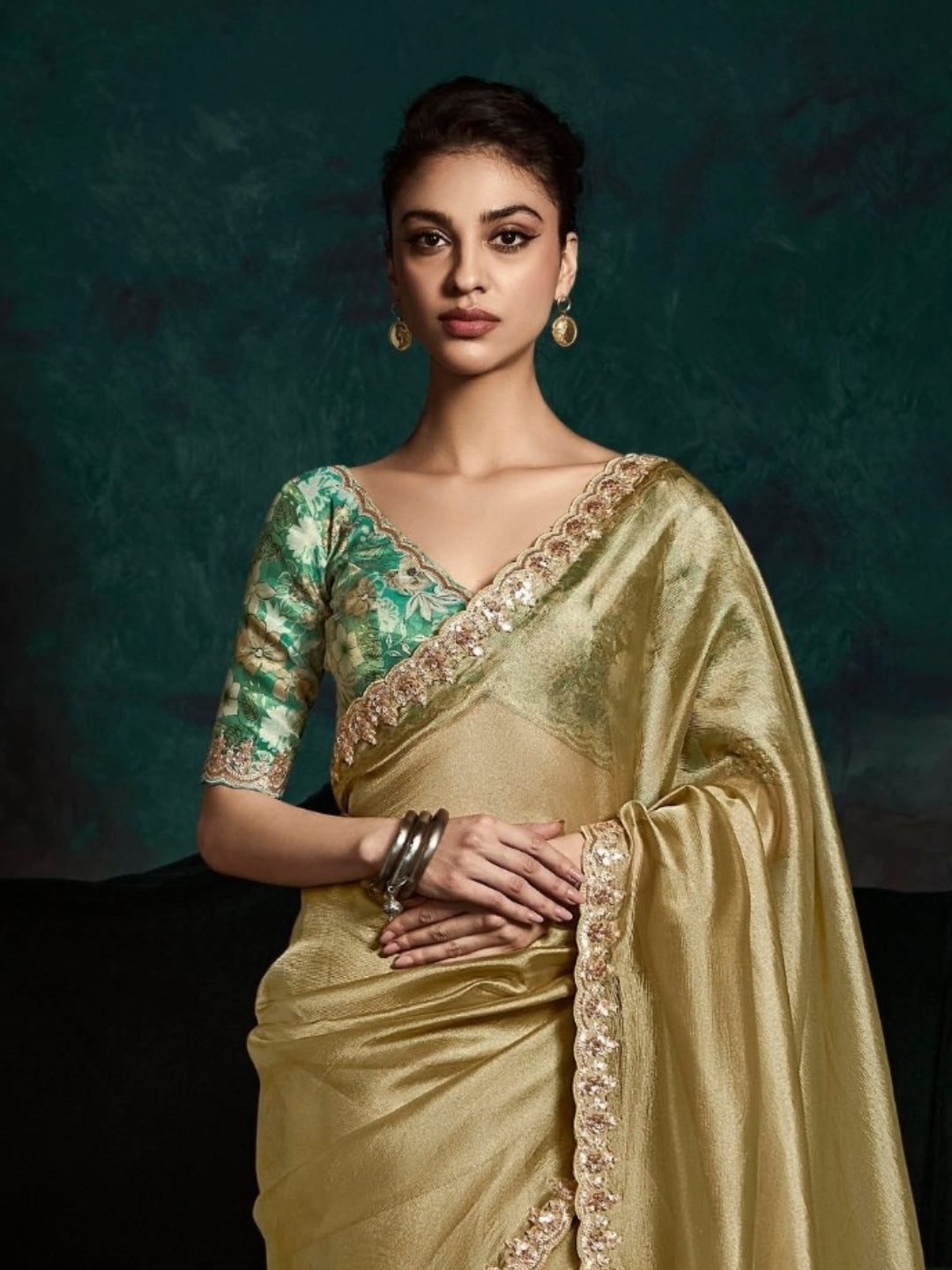 Golden Designer Ozganza Saree