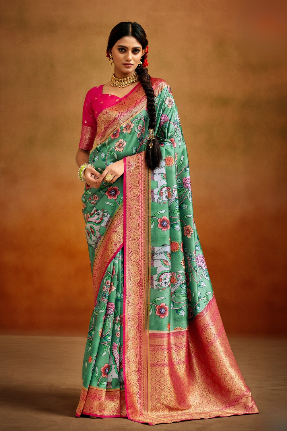 Multicolour Soft Banarasi Silk Saree