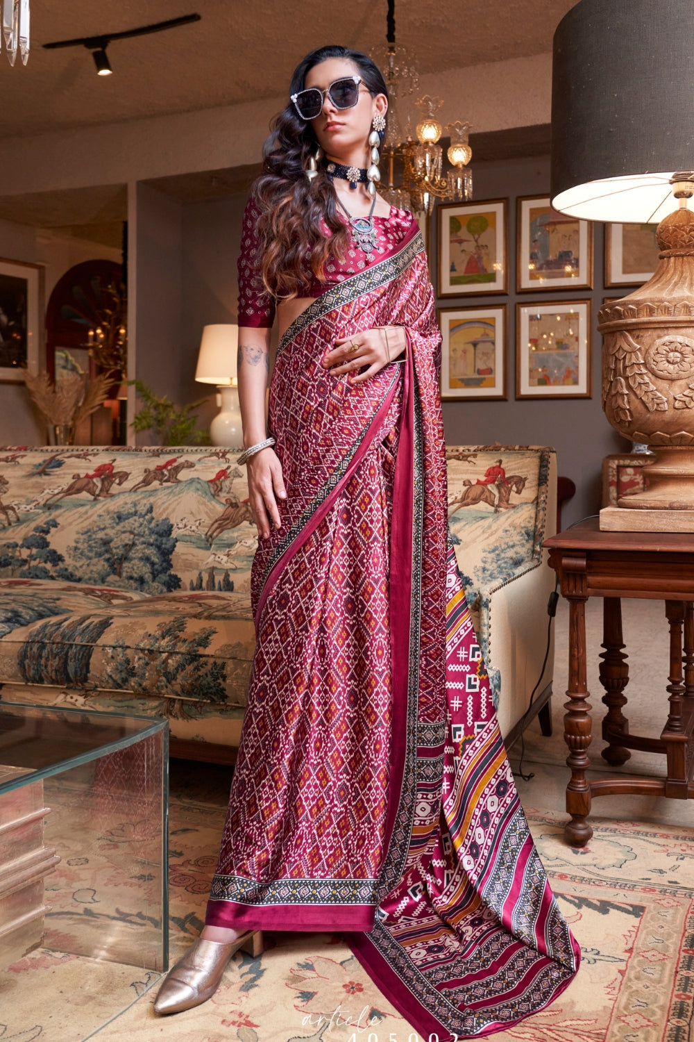 PINK SATIN CREPE SAREE