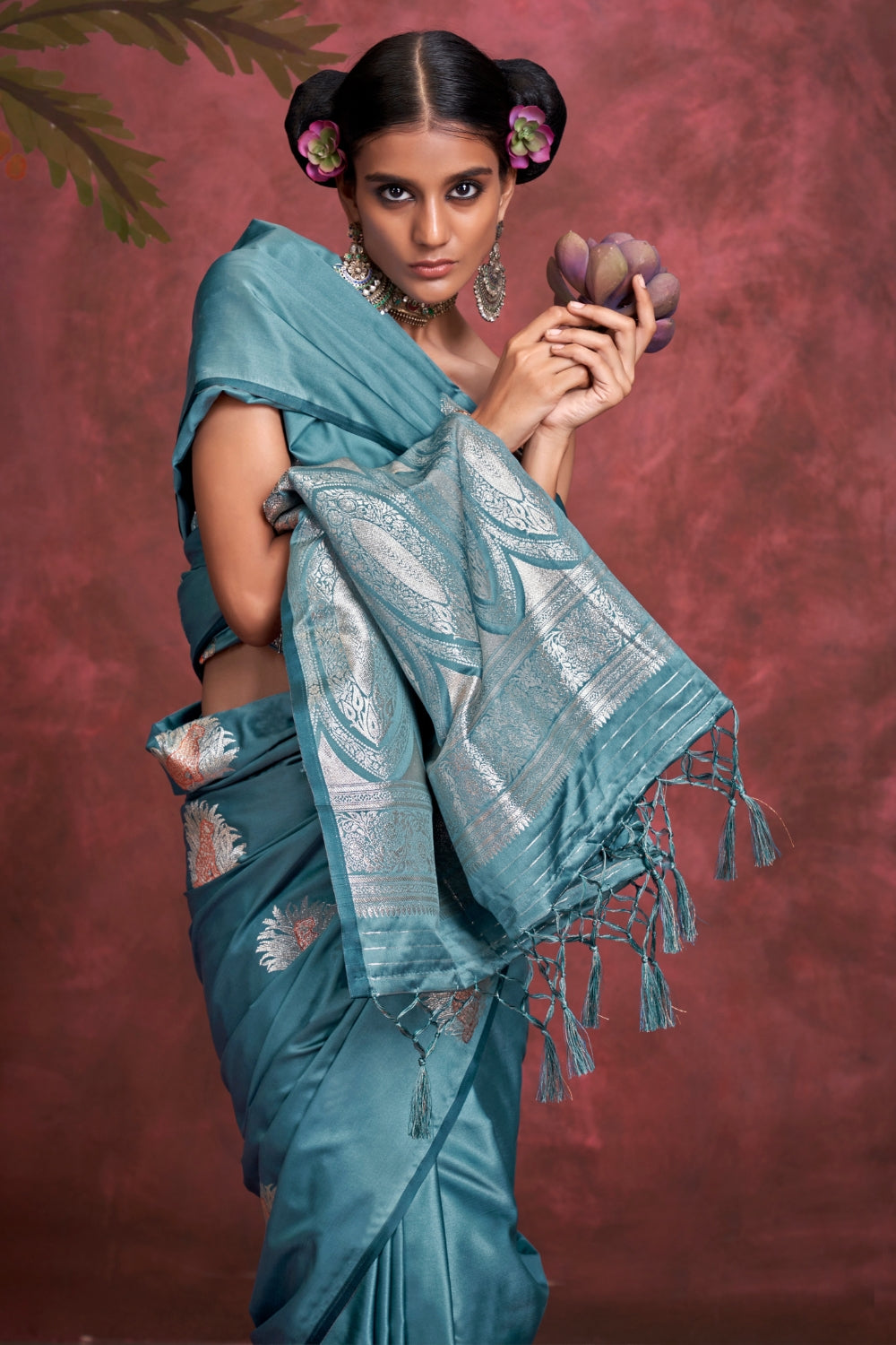 Blue PURE SATIN Saree