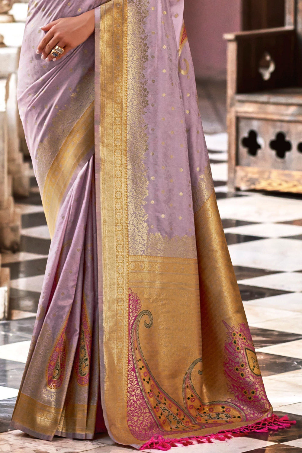 Lavendor Soft Banarasi Silk Saree