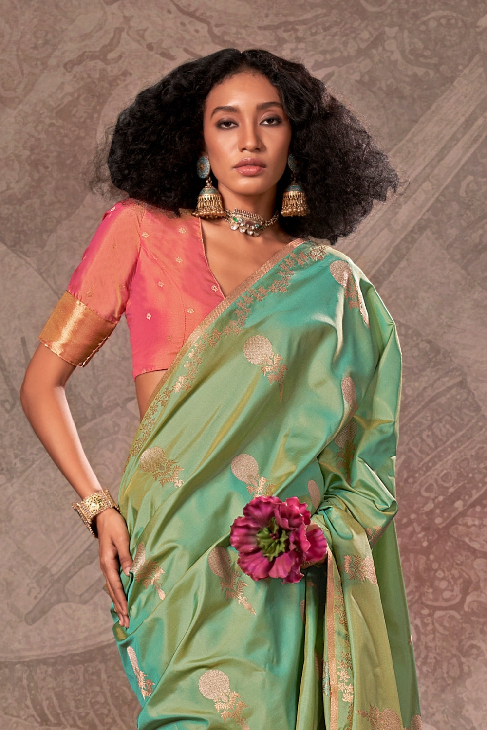 Green Handloom Weaving Silk Saree