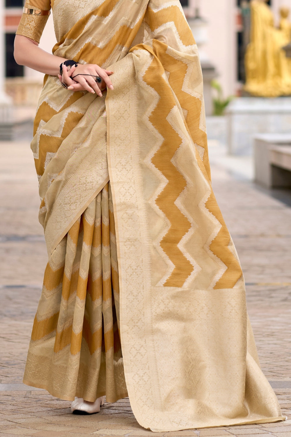 Yellow Cotton Linen Silk Sarees