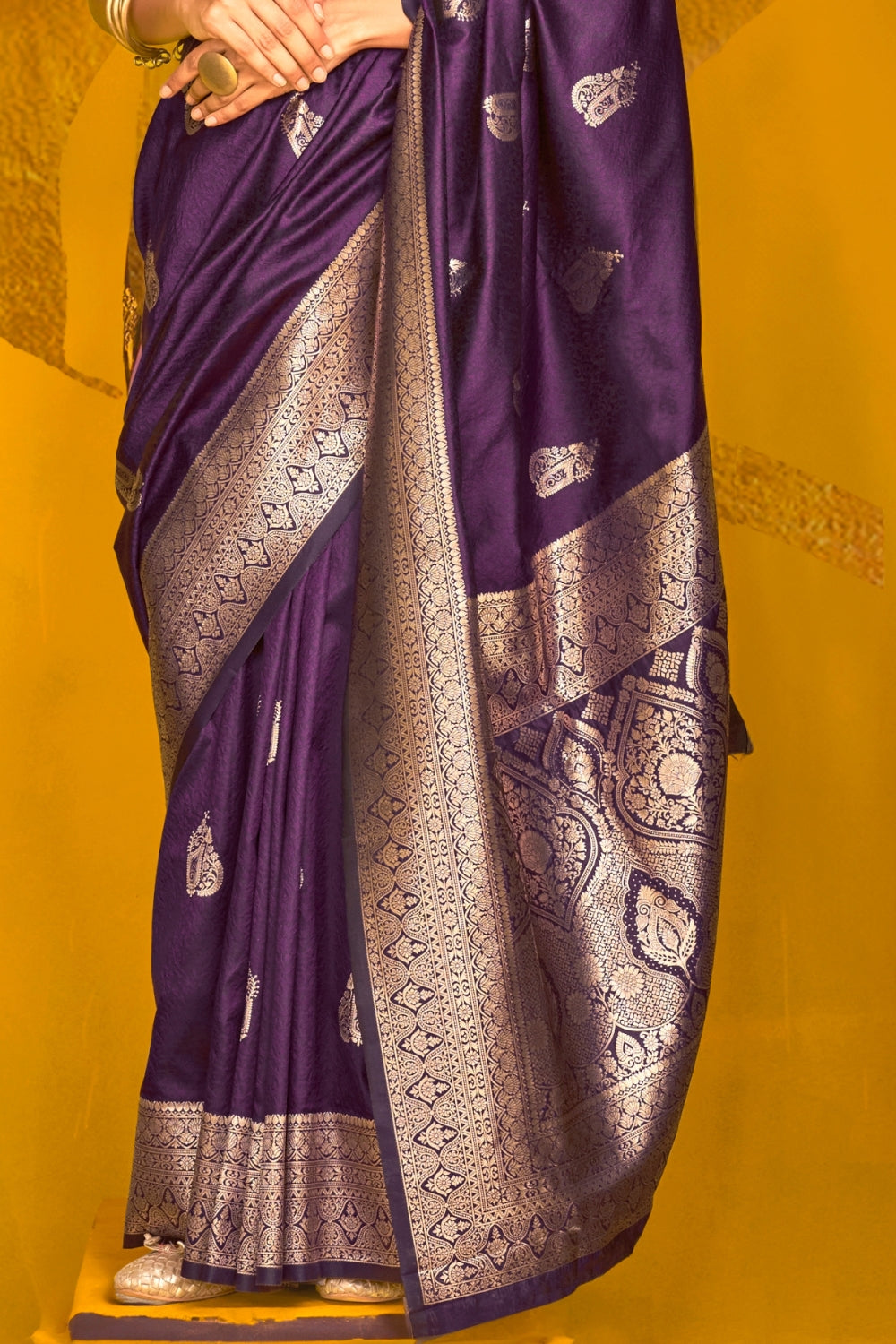 Purple Handloom Weaving Silk Saree