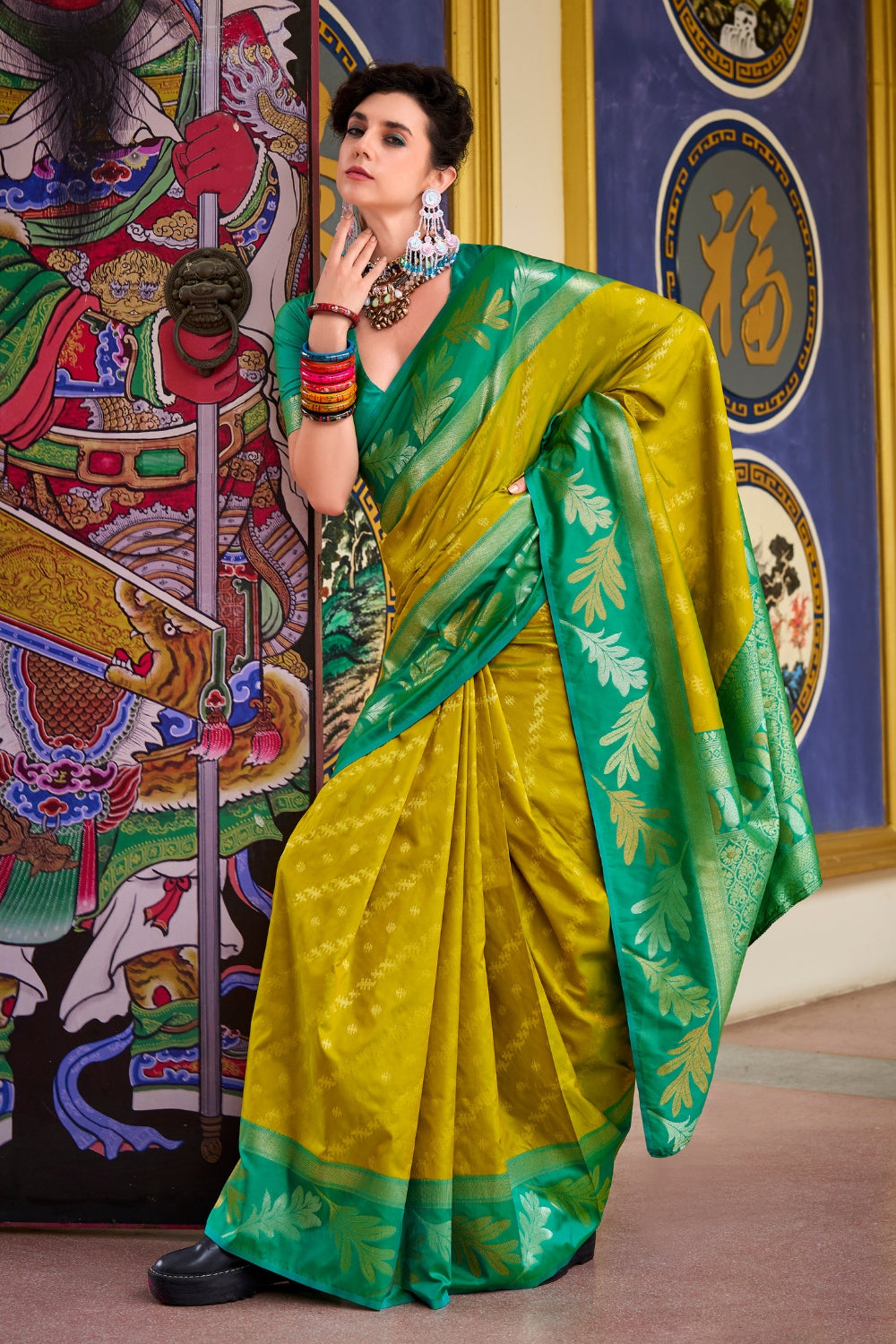 Mustard Yellow Banarasi Saree