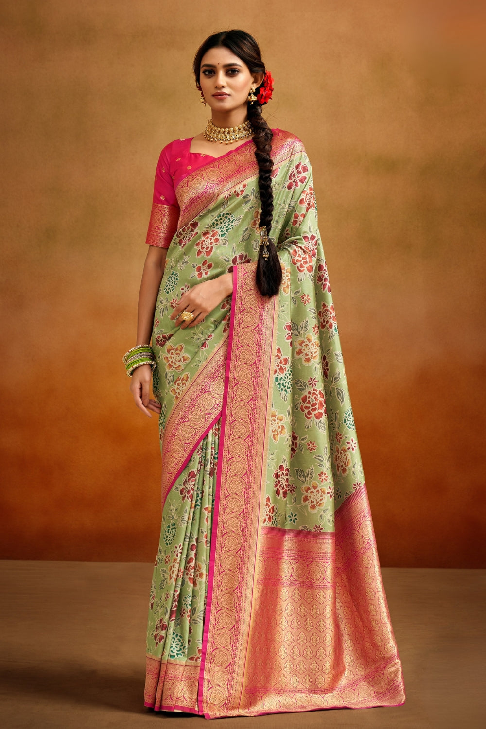 Multicolour Soft Banarasi Silk Saree