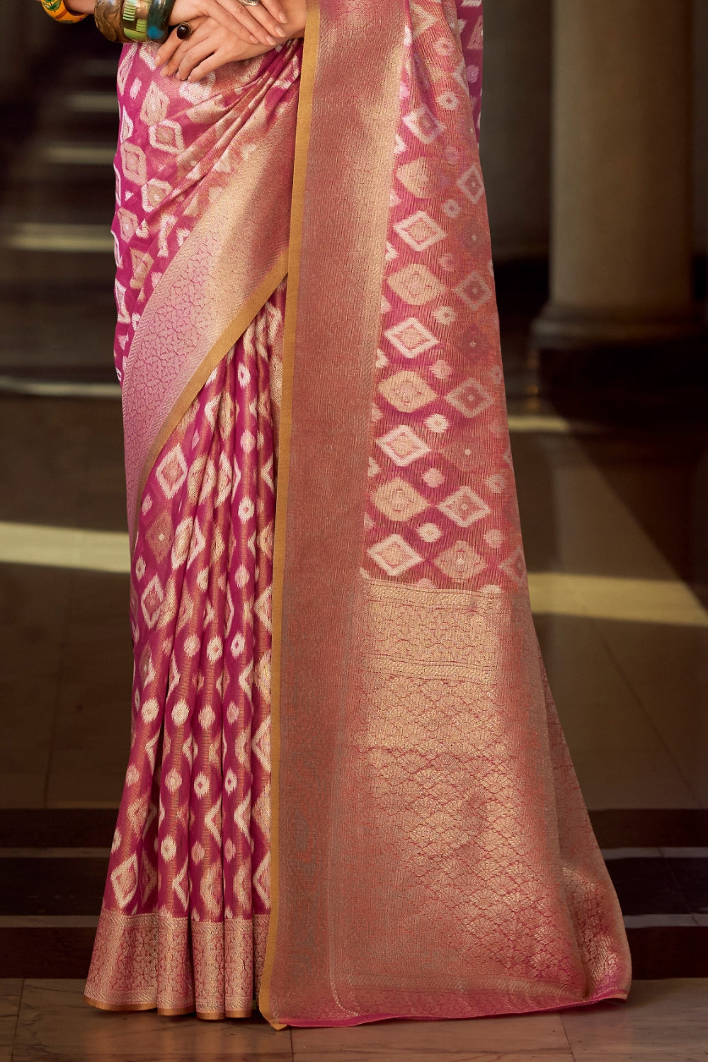 Maroon Tissue Silk Saree