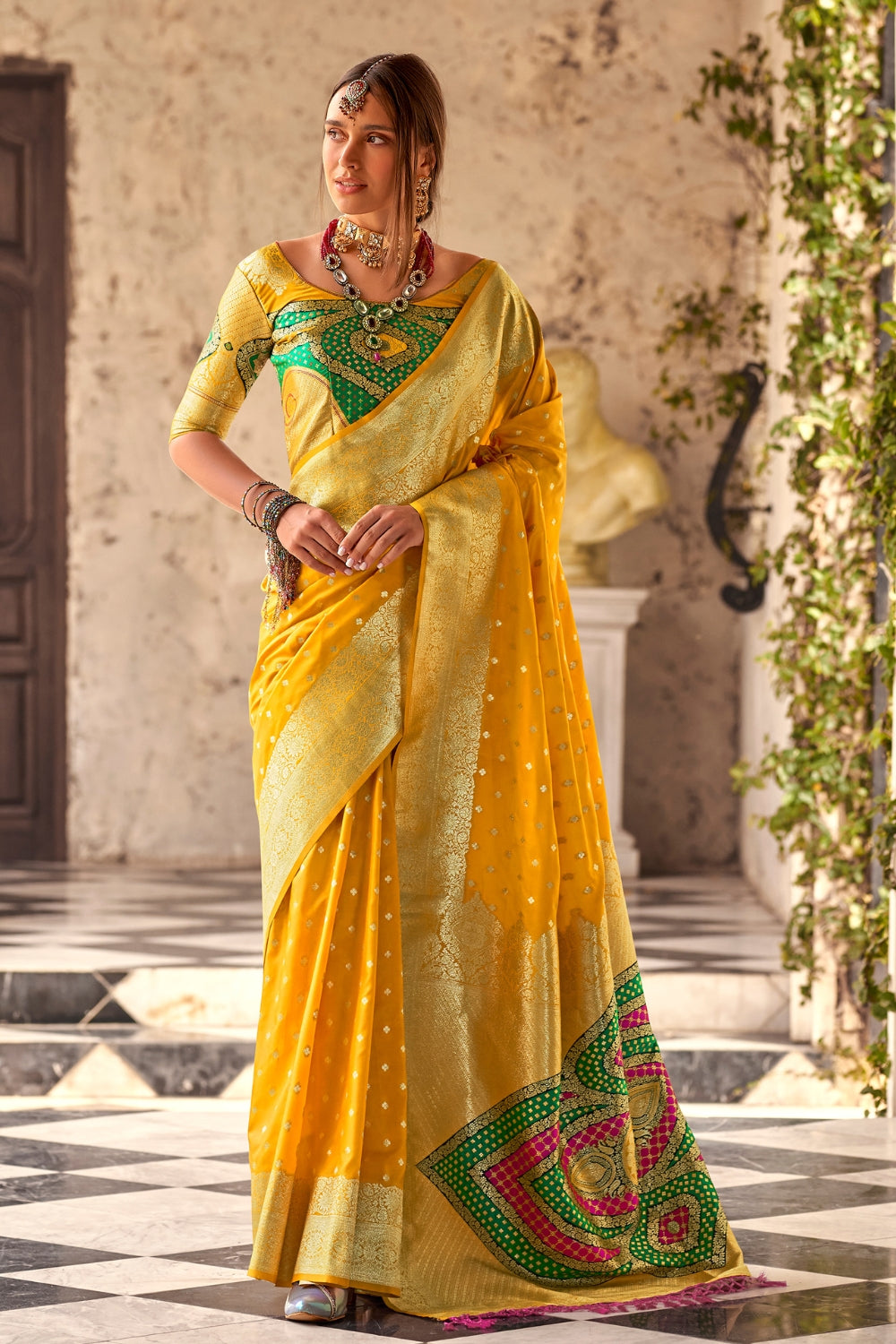 Sunflower Yellow Soft Silk With Beautiful Border Weaving Saree