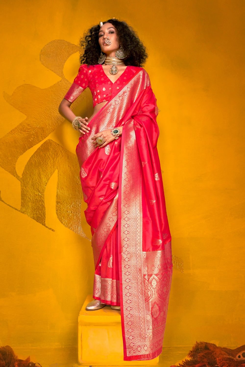 Pink Handloom Weaving Silk Saree