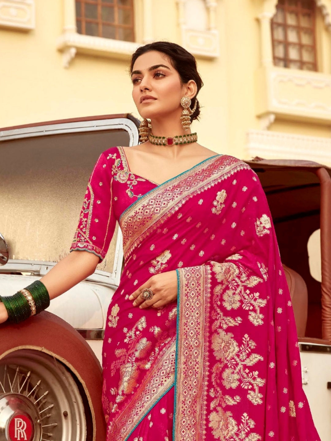 Dark Pink Khaddi Banarasi Saree