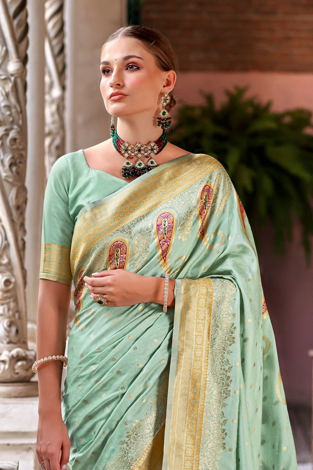 Green Soft Banarasi Silk Saree