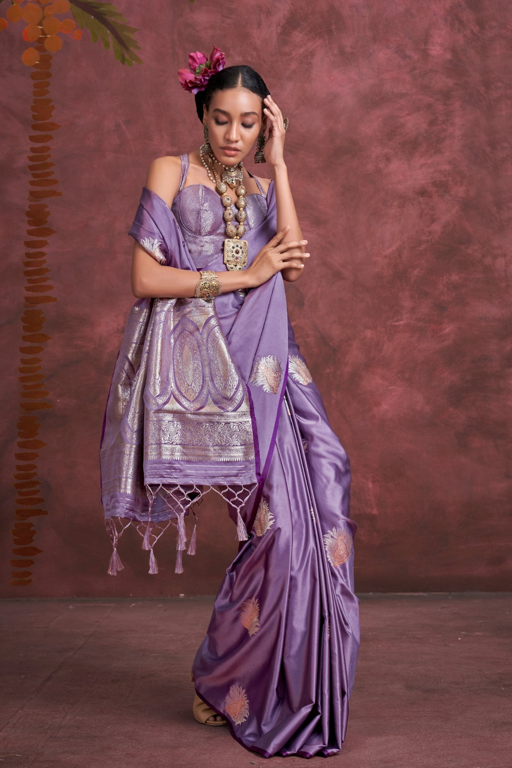 Purple PURE SATIN Saree