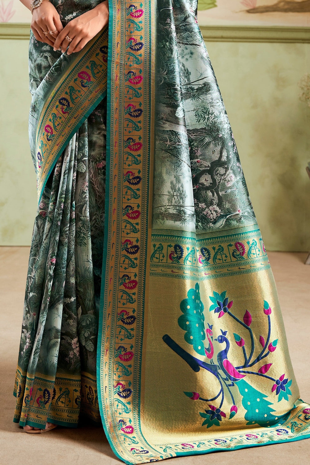 Multicolour Paithani Silk Saree