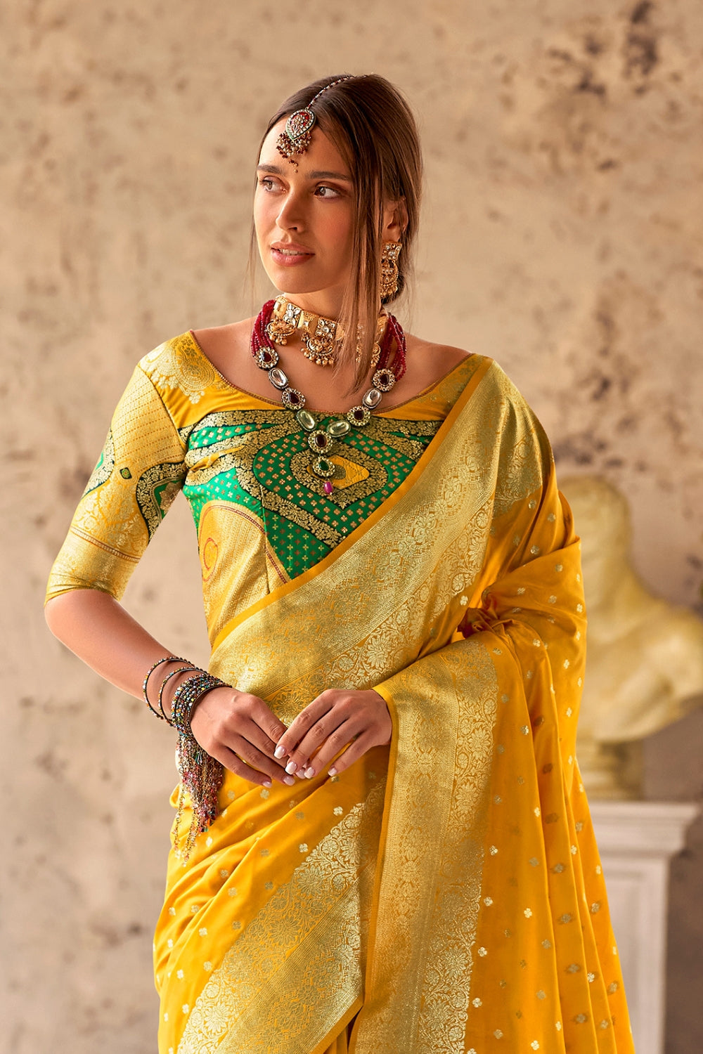 Sunflower Yellow Soft Silk With Beautiful Border Weaving Saree