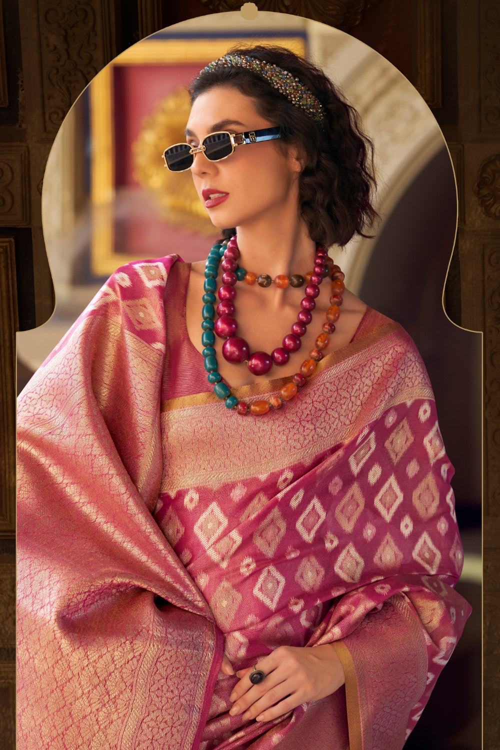 Maroon Tissue Silk Saree