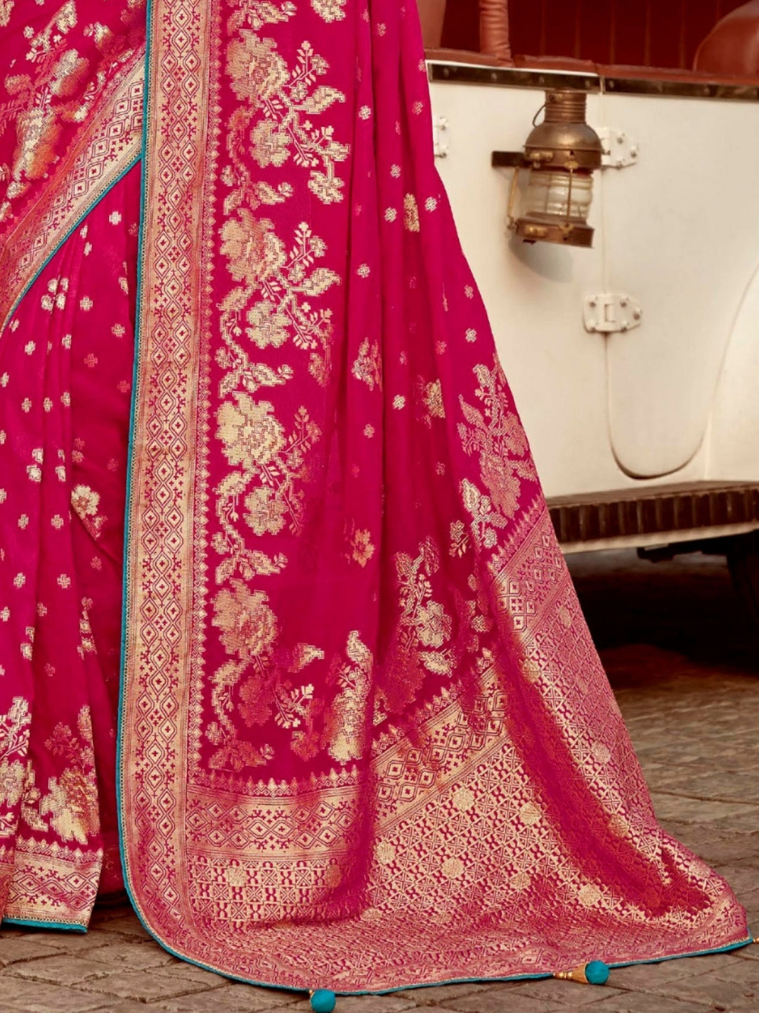 Dark Pink Khaddi Banarasi Saree