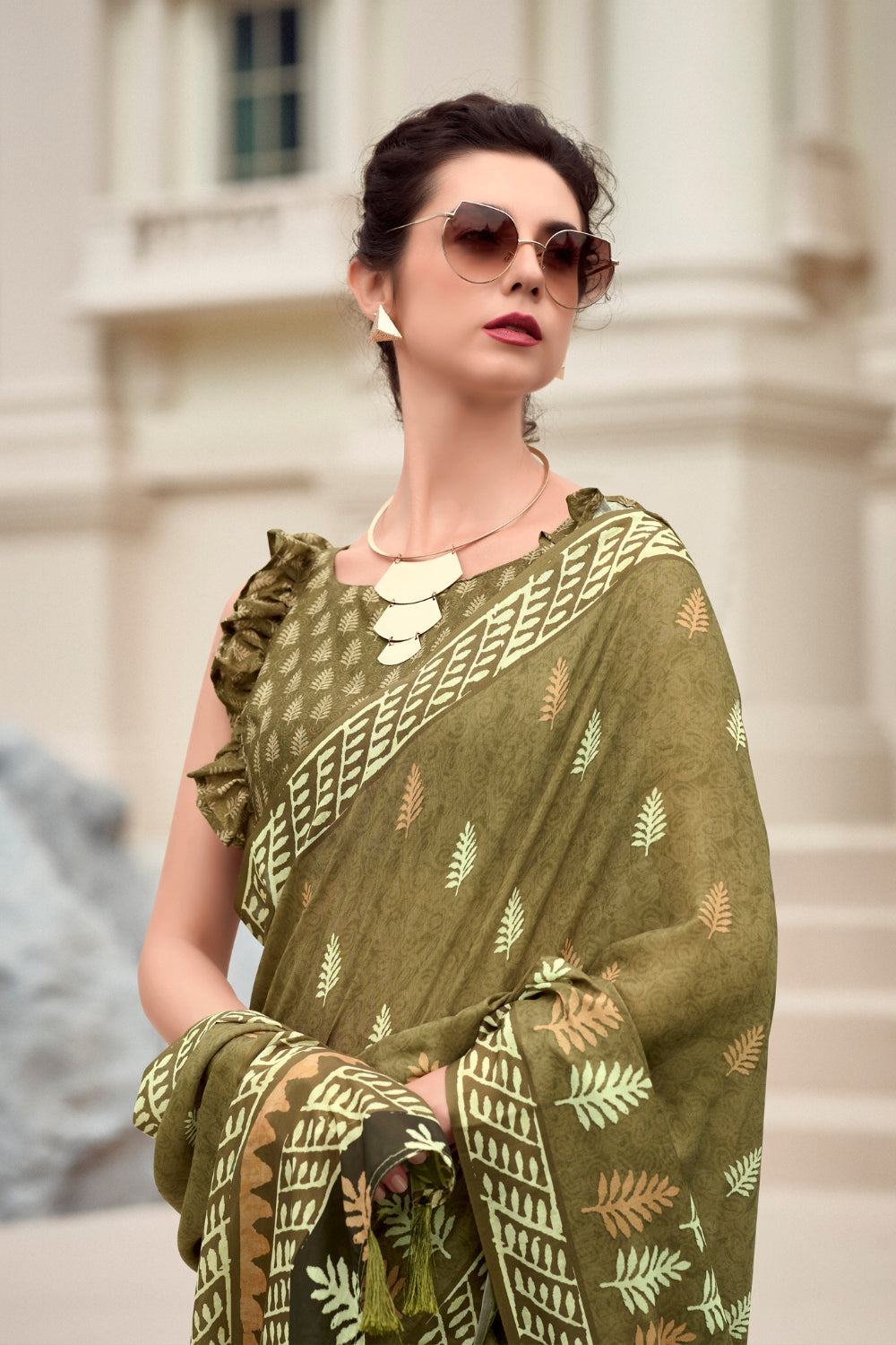 Mehendi Green Pure Mal Mal Silk Saree