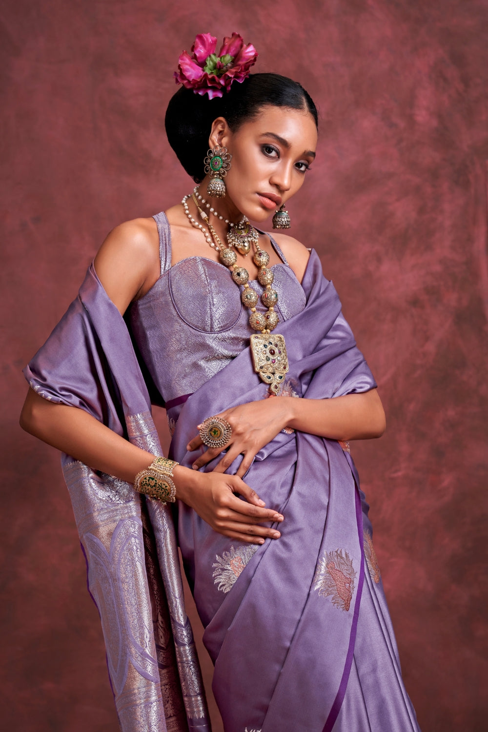 Purple PURE SATIN Saree