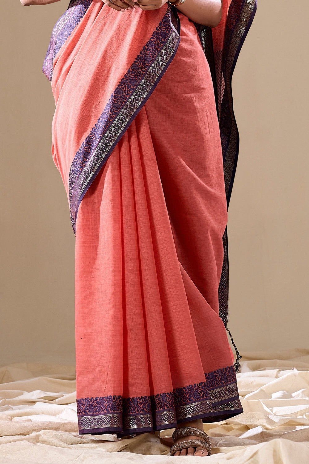 Light Red Cotton Saree