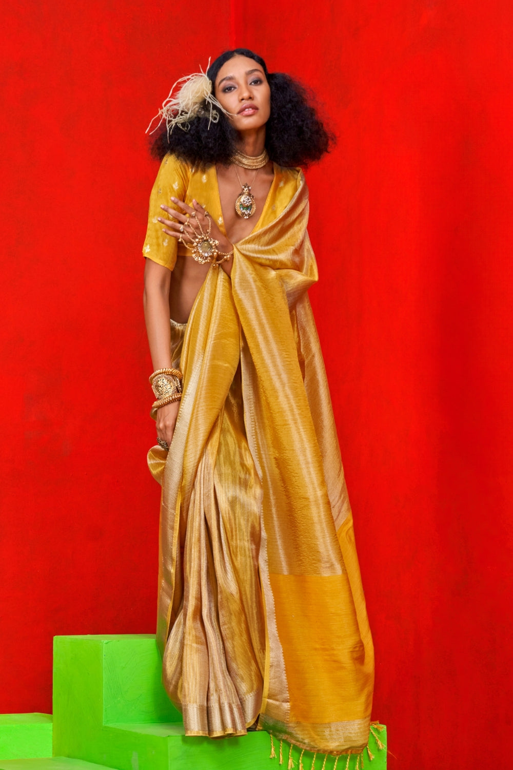 YELLOW PURE VISCOSE SAREE