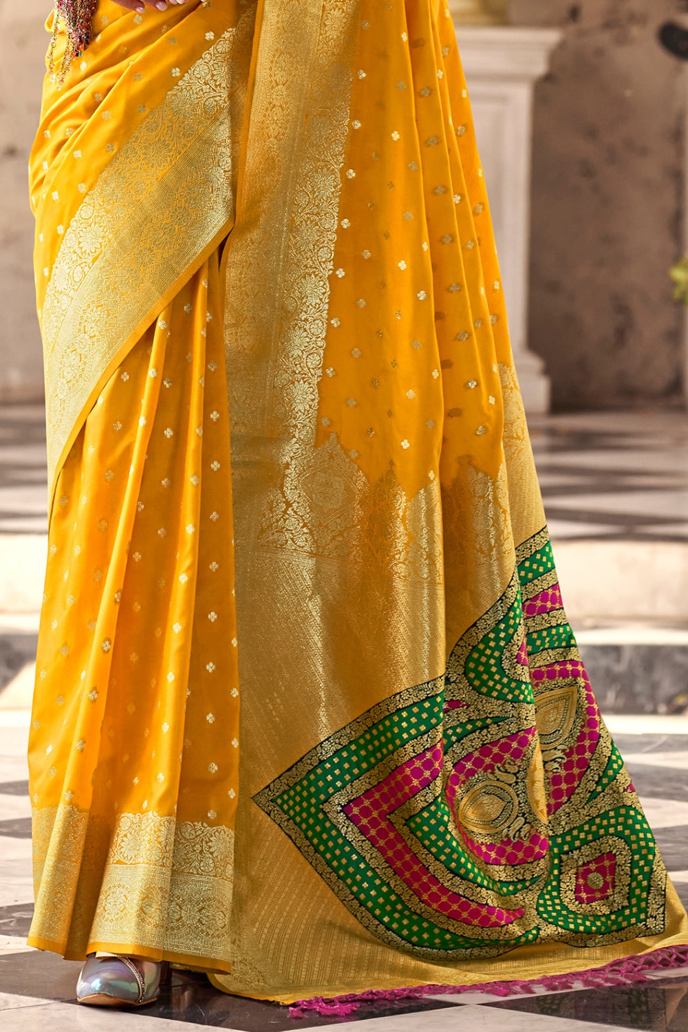 Sunflower Yellow Soft Silk With Beautiful Border Weaving Saree