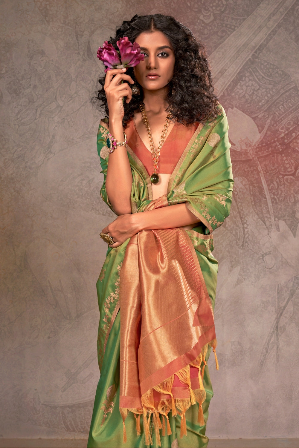 Green Handloom Weaving Silk Saree