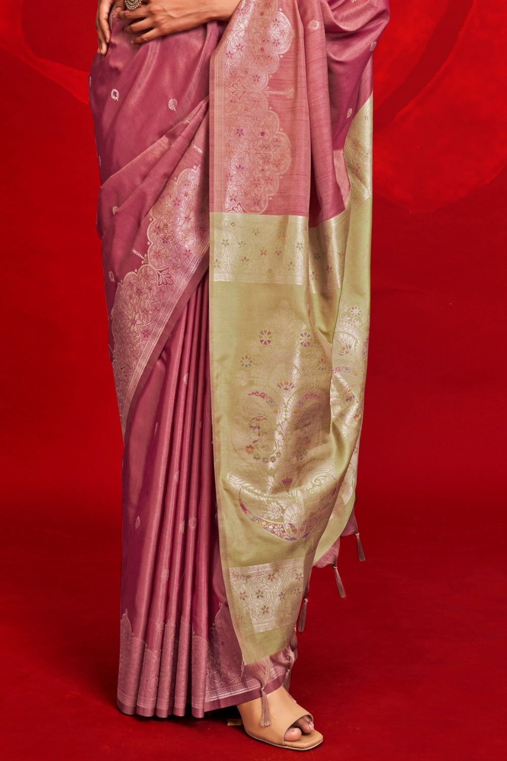 PINK TUSSAR BANARASI SILK SAREE