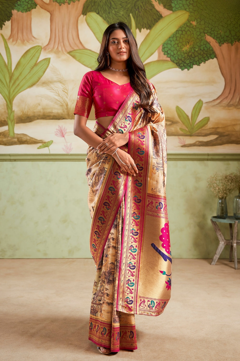 Multicolour Paithani Silk Saree